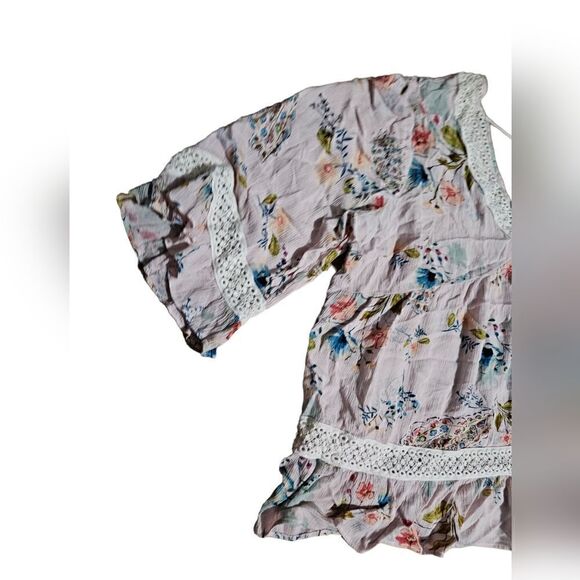 Women's DR2 Floral V Neck Viscose Top 2X - Picture 3 of 4